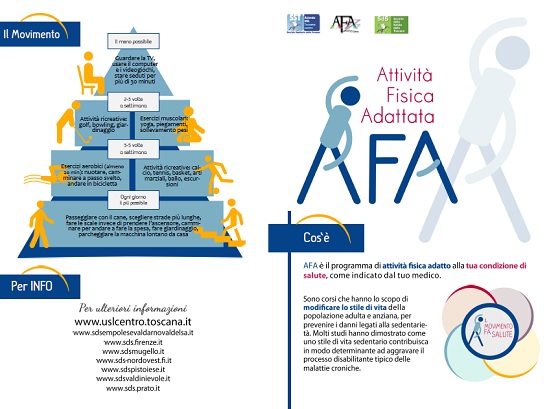 Nel volantino AFA tutte le informazioni sull'Attività Motoria Adattata