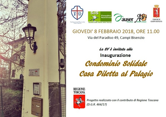 La locandina dell'Invito per l'inaugurazione dell'8 febbraio a Campi Bisenzio